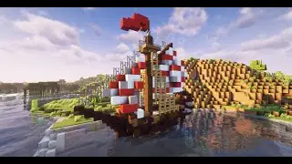 Medieval Small Ship | WHITE_RED ship | Building ideas | Minecraft Timelapse #saddiqships