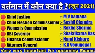 वर्तमान मे कौन क्या है 2021 | bharat me kaun kya hai 2021| vartman me kaun kya hai 2021 | RD Study