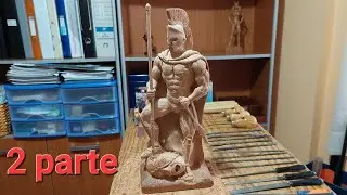 Leónidas, como tallar en madera, 2 parte. #sculture #woodcarving #leonidas