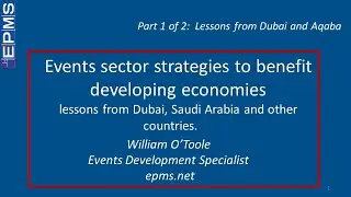 Lessons from three countries on events development:  part 1 of 2