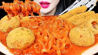 ASMR SPICY FIRE NOODLE SOUP, CHEESE BALL 불닭볶음탕면, 뿌링클 치즈스틱, 치즈볼 먹방 EATING SOUNDS MUKBANG