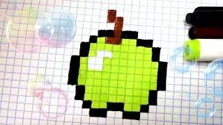 Рисунок по клеточкам Как рисовать яблоко ♥ How to draw apple ♥ Pixel art