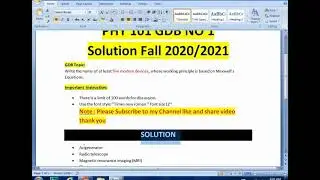 PHY 101 GDB NO 1 Solution Fall 2020/2021 ||VU||Virtual Universe