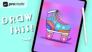 Procreate Step by Step Tutorial - Roller Skate - Draw With Me - iPad Art - Retro Illustration