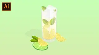 Adobe Illustator Tutorial| How to Create  Flat cocktail glass vector in illustration | 