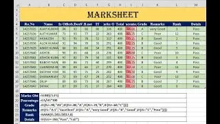 how to create mark sheet in ms excel
