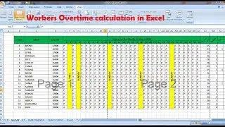 Empolyee or Workers Overtime calculation in excel