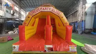 Circus Party Themed Inflatable Water Slide 🎪 | Bright Orange Carnival Fun!
