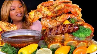 2x SPICY DUNGENESS CRAB LEGS , SEAFOOD MUKBANG + GARLIC BUTTER  먹방