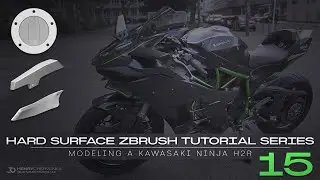 Hard Surface ZBrush Tutorial Series // Modeling A Kawasaki Ninja H2R // 15