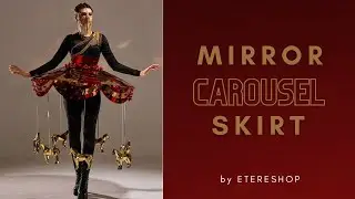 Mirror carousel skirt with gold mirror horses - by ETERESHOP