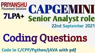 Capgemini Senior Analyst role Coding Questions | Capgemini Coding Questions | Capgemini coding round