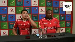 Emirates Lions players Asenathi Ntlabakanye and Rynhardt Jonker  Post Match conference