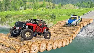 Cars vs Log Bridge #18 - BeamNG Drive | CRASHHub