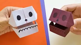 Halloween origami talking paper skull | Origami Halloween surprise paper crafts | 萬聖節摺紙