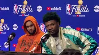 @Celtics Marcus Smart talks about the acquisition of Derrick White after Game 1 of 2022 @NBA Finals