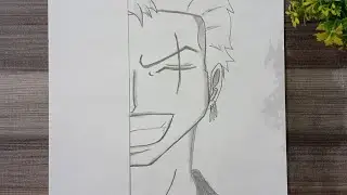Half Face Zoro Drawing | Roronoa Zoro One Piece Sketch | Easy Anime Drawing Tutorial