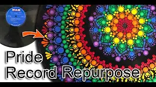 Pride Mandala - How to repurpose a Record Album into beautiful Dot Mandala wall décor tutorial - 280