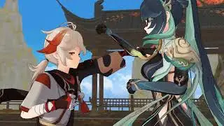 MMD Genshin Wrestling -  Xianyun vs Aether & Kazuha