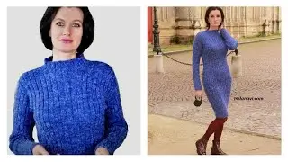 Вяжем платье спицами 🧶 Basic Ribbed Knit Dress – Part 4 | Sleeves & One-Piece TurtleneckTutorial