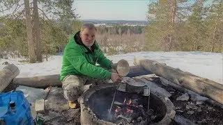 Finnish salmon soup cooked over a campfire. A simple recipe called Lohikeitto.