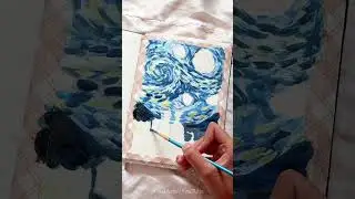 Vincent Van Gogh's Starry Night × Cats ✨ Poster Colour Painting 💙