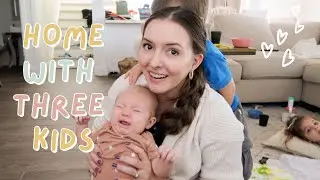 FIRST DAY HOME ALONE WITH 3 KIDS 🙃💕👶🏼👧🏼👦🏼 | DAY IN THE LIFE OF A MOM VLOG | KAYLA BUELL