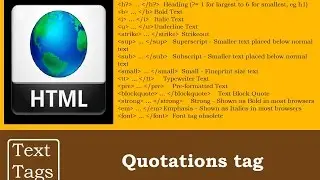 Quotations tags in Text Tags | HTML Programming Tutorials for beginners