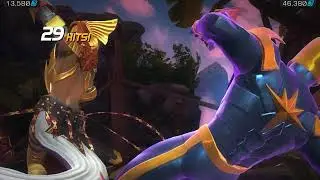 Beyond God Tier Angela cutting through Cavelier Nova and Thing - Marvel Contest of Champions