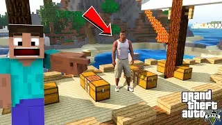 Franklin Meet Steve in GTA 5 || Minecraft World in GTA 5 || Gta 5 Tamil