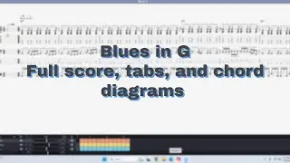 Blues in G: Full score, tab, and chord diagrams  #blues #guitar #music