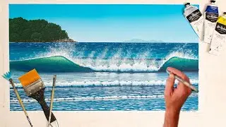 Breaking wave // Acrylic Seascape on Canvas  // Time Lapse Painting