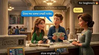 Exchange Money at the Bank 🏦 | Slow and Easy English for Beginners 🎧