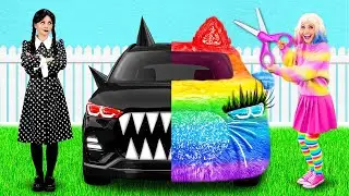 Rainbow Car vs Black Car Challenge by Fun Challenge