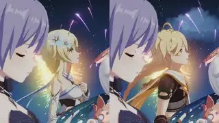 Aether and Lumine side-by-side during Lantern Rite!