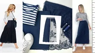 ШЬЮ трикотажную ЮБКУ из кружева 🧵 Повторяю образ из Pinterest. Морской стиль с нотами романтики 😊
