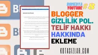 Blogger Gizlilik Politikası Telif Hakkı Hakkında Bölümü Ekleme 2021 #8