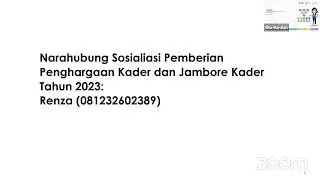 Sosialisasi Penganugerahaan Penghargaan Kader Berprestasi Tahun 2023 dan Jambore Kader Tahun 2023