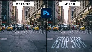 How to paint text on road || Paint text in Photoshop || 