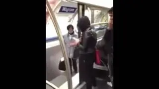 Guy Unexpectedly Pushes Girl Off Train