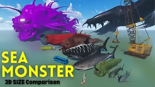 Bloop Size Comparison Vs Sharks Size Comparison || Sea Monsters Size Comparison 3D 2024 🦑🦐🦀🐟
