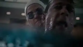 She drowns him in a pool with her legs...extended squeeze.