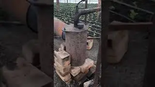 Печь на отработке в теплице