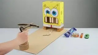 How to make Mini Game Crossbow Shooting SpongeBob from Cardboard