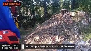 House demo using Epiroc/Atlas Copco EC40 Hydraulic Hammer - BAEG