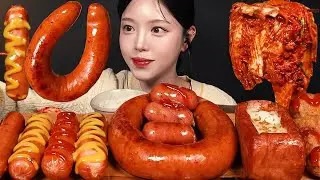 Cheese Johnsonville, Giant Kielbasa Sausage & Fried Vienna Sausages Mukbang | ASMR