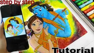 How to Draw Radha krishna step by step Oil pastel