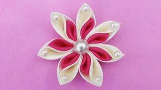 DIY Ribbon Flower I How To Make Kanzashi Ribbon Flower I Flower Hair Clip Tutorial