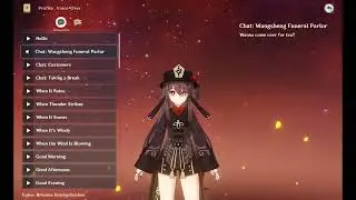 Hu Tao voice-over: Chat: Wangsheng Funeral Parlor  (Genshin Impact eng)