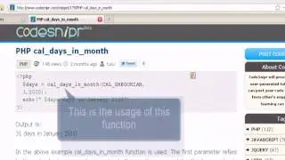 PHP Tutorial : PHP cal days in month
